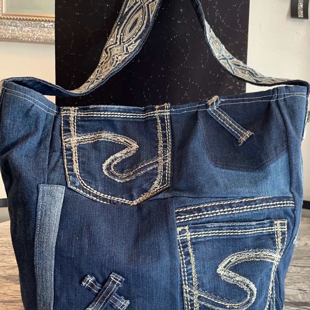 Stylish Blue Denim Tote Bag